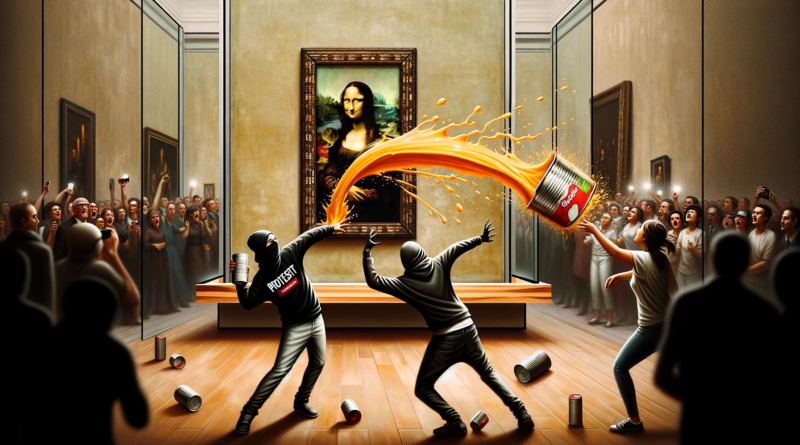 Paris: Protesters threw soup at the Mona Lisa painting at the Louvre Museum.”
